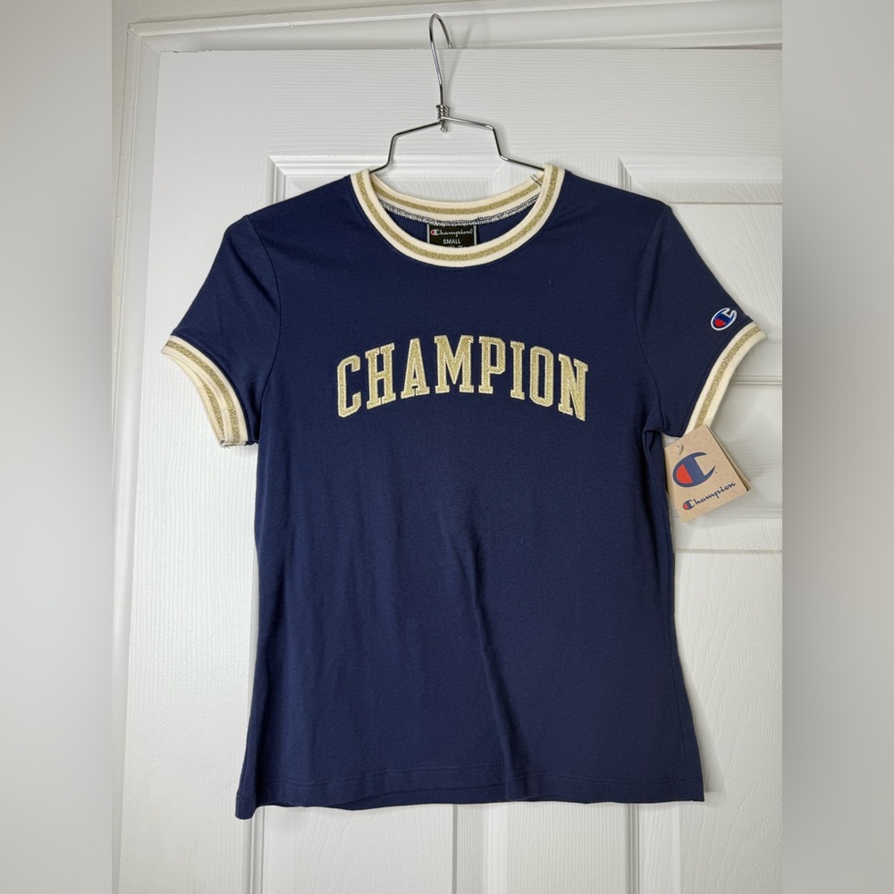 Champion Blue and Gold Fitted Short Sleeve T-Shirt